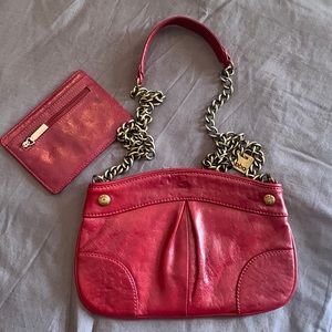 Hobo International Garnet/Red Leather bag with matching wallet.